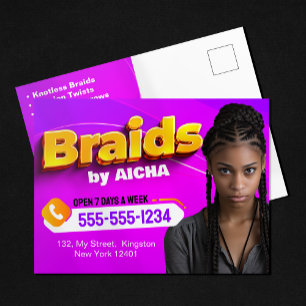 Postal Vibrante Foto de Trenzado de Cabello Africano Rosa