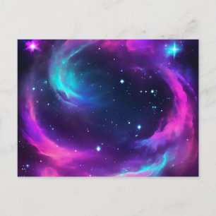 Postal Vibrante Galaxia Neon