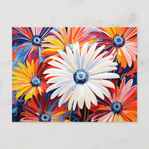Postal Vibrante Gerbera Daisies En Audaz Resumen