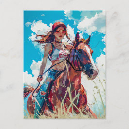 Postal Vibrante hípica anime en las migajas de la natural