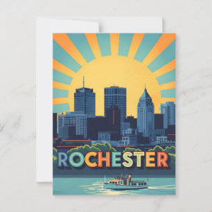Postal Vibrante horizonte de Rochester al atardecer