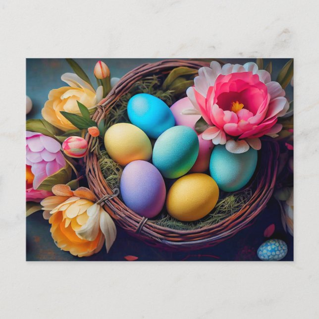 Postal Vibrante Ilustracion elegante de Pascua (Anverso)