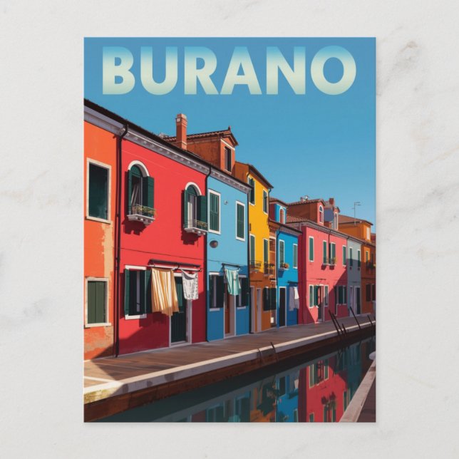 Postal Vibrante isla de Burano Italia (Anverso)