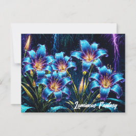 Postal Vibrante jardín de fantasía digital floral y lumin