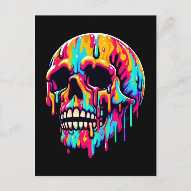 Postal Vibrante Melting Skull (Anverso)