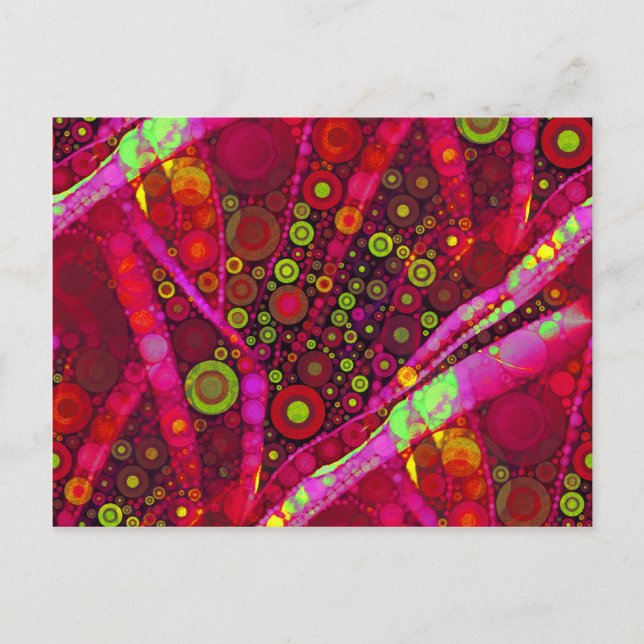 Postal Vibrante Mezcla Círculo Concéntrico Pink Caliente (Anverso)