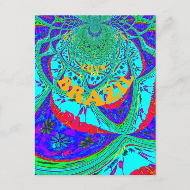 Postal Vibrante patrón floral: tributo brasileño come amo (Anverso)