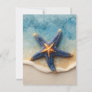 Postal Vibrante pez estrella en una playa de arena