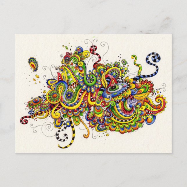 Postal Vibrante Pintura de Doodle (Anverso)