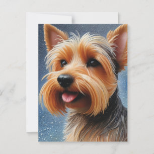 Postal Vibrante Pop Pointillism Yorkshire Terrier Art