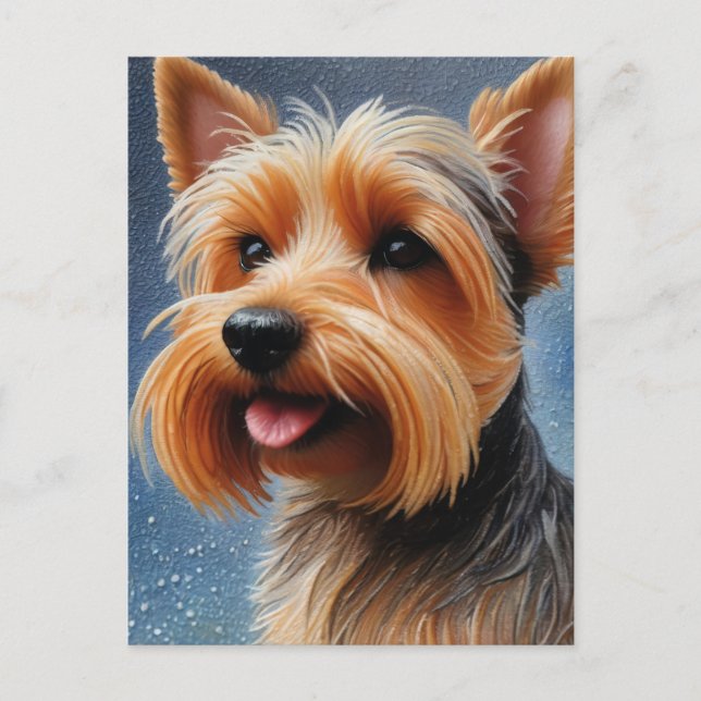 Postal Vibrante Pop Pointillism Yorkshire Terrier Art (Anverso)