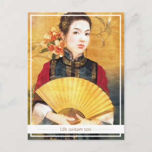 Postal Vibrante retrato de una dama china oriental