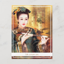 Postal Vibrante retrato de una dama china oriental