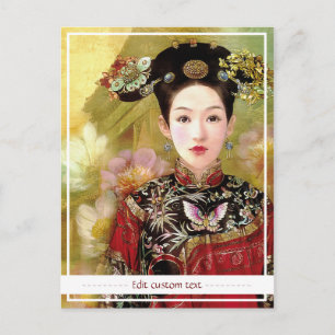 Postal Vibrante retrato de una dama china oriental