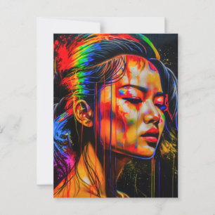 Postal Vibrante retrato neón - Resumen de arte expresioni