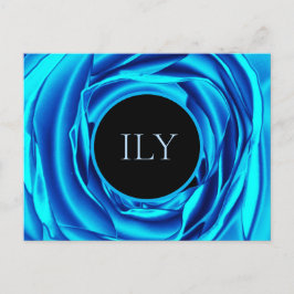 Postal Vibrante Rosa azul metálico "ILY" - Te Amo