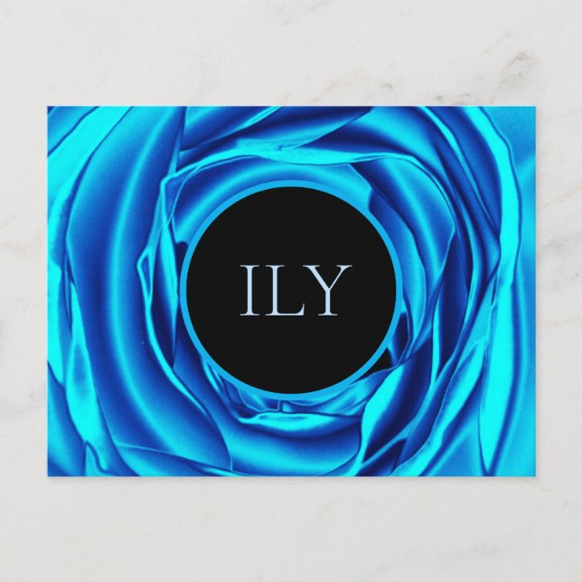 Postal Vibrante Rosa azul metálico "ILY" - Te Amo (Anverso)