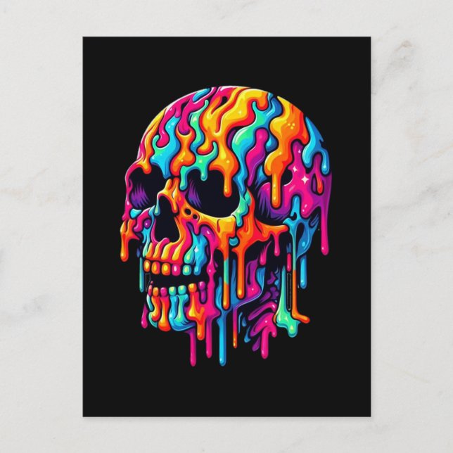 Postal Vibrante Skull Psicodélico (Anverso)