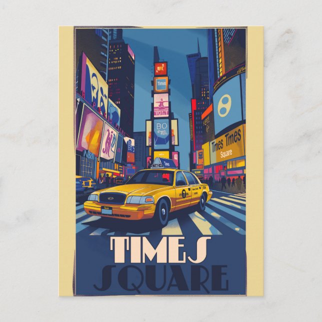 Postal Vibrante Times Square: Vintage de NYC (Anverso)