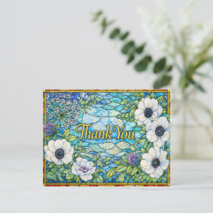Postal Vibrante Vidrio Pintado Floral Gracias