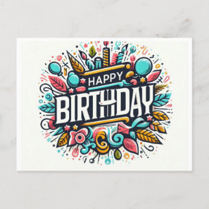 Postal Vibrante y feliz arte de cumpleaños - celebración 