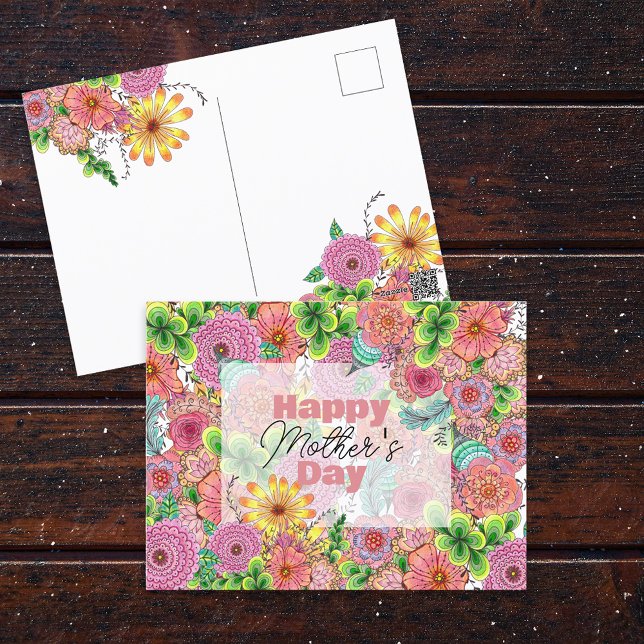 Postal Vibrantes intrincadas Florales dibujadas a mano Dí (Subido por el creador)