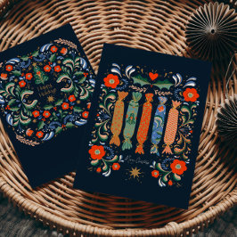 Postal Vibrantes Navidades festivos arte con presente