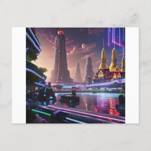 Postal Vibrantes neones iluminan Bangkok