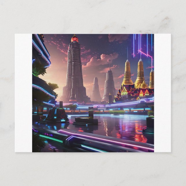 Postal Vibrantes neones iluminan Bangkok (Anverso)