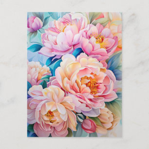 Postal Vibrantes personajes en flor en pastel suave