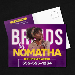 Postal Vibrantes trenzas y pelucas púrpuras Salón de tren