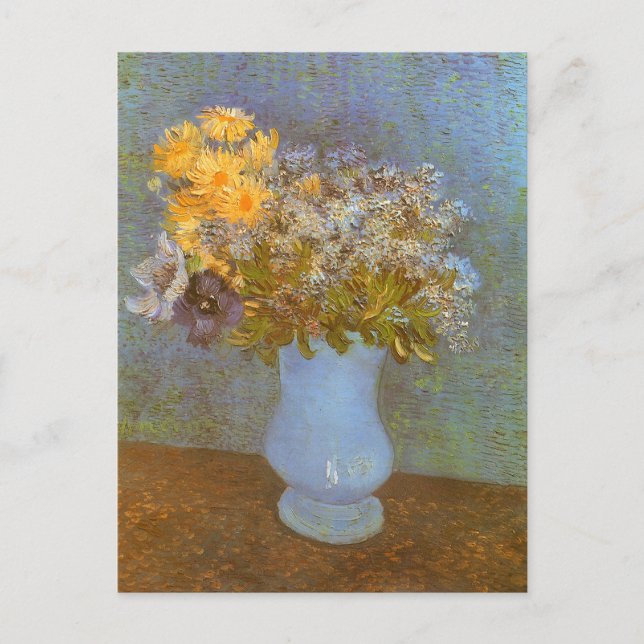 Postal Vicente van Gogh Vase de Lilacs, Daisies, Anemones (Anverso)