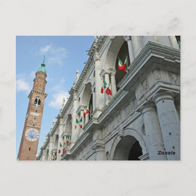 Postal Vicenza - Italia: Torre de la Basílica Palladiana (Reverso)