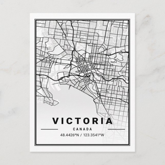 Postal Victoria British Columbia Canada Travel City Map (Anverso)