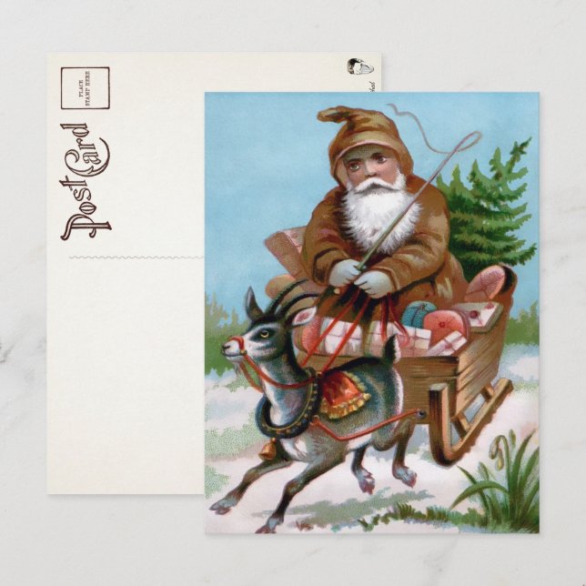 Postal Victoria Brown Robed Santa Postcard (Anverso / Reverso)