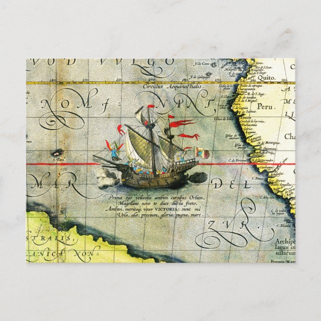 Postal Victoria, mapa de antigüedades Océano Pacífico (Anverso)