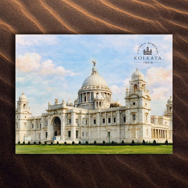 Postal Victoria Memorial, Calcuta, India | Acuarela (Victoria Memorial, Kolkata, India | Watercolor Postcard)