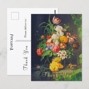 Postal Victoria Still Life Flowers Pink Roses Gracias