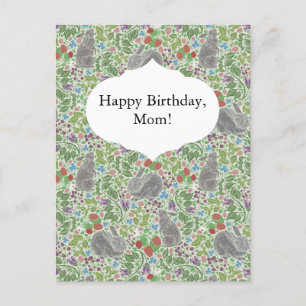 Postal Victoria Vintage Bunny Rabbit Berry Garden Pascua