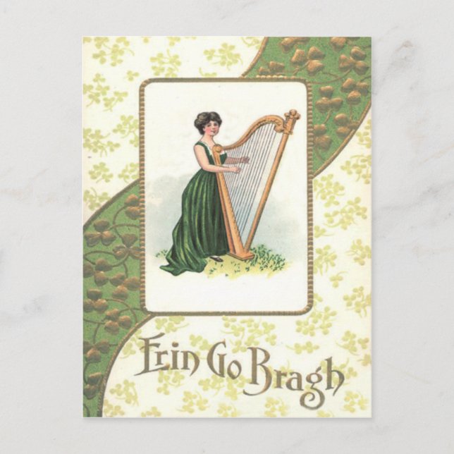 Postal Victoria Woman Harp Shamrock Gold (Anverso)