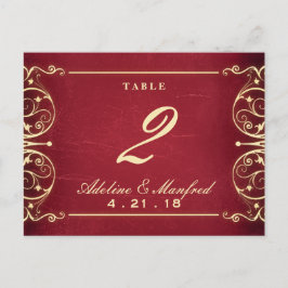 Postal Victorian de Nouveau: Rojo y número de la tabla