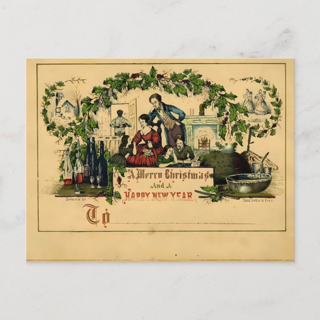 Postal Victorian Family Christmas & Happy New Year (Anverso)