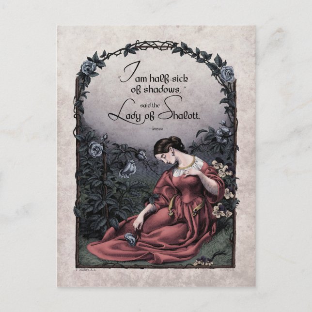 Postal victoriana de Tennyson "Lady of Shalott" (Anverso)