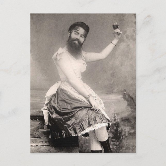 Postal Victoriana Extraña a una mujer con barba (Anverso)