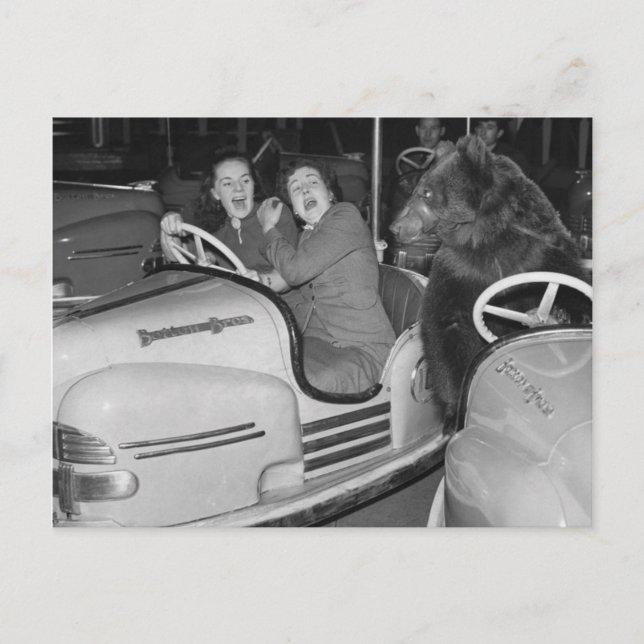 Postal Victoriana Extraña coche de un Parachoque de manej (Anverso)