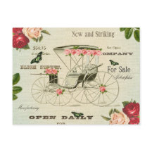 Postal victoriana vintage con flores