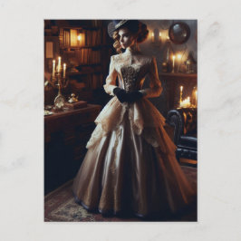 Postal Victoriana Vintage Mysteria Elegante Mujer