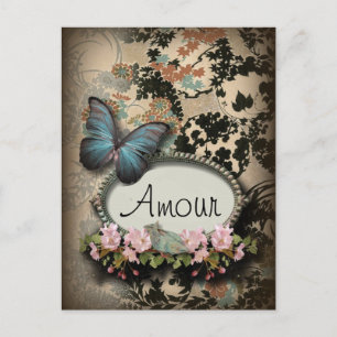 Postal victoriano de la mariposa floral de steampunk Ephe