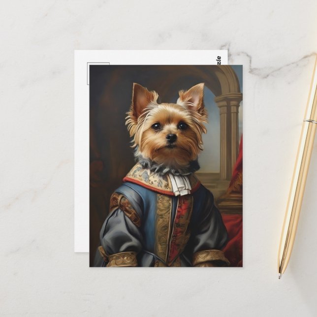 Postal Victoriano Yorkshire Terrier en ropa caprichosa (Anverso/Reverso In Situ)