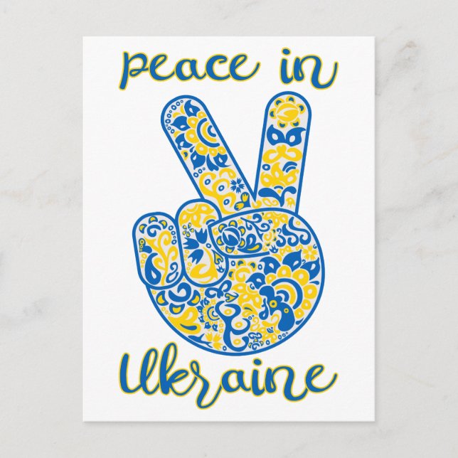 Postal Victory gesture and lettering Peace in Ukraine (Anverso)